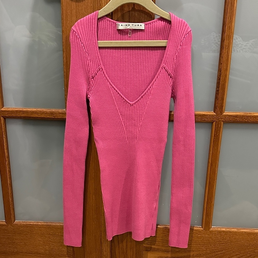 NWOT!!! Trina Turk Vibrant Pink Ribbed Top​​​